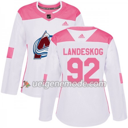 Dame Eishockey Colorado Avalanche Trikot Gabriel Landeskog 92 Adidas 2017-2018 Weiß Pink Fashion Authentic